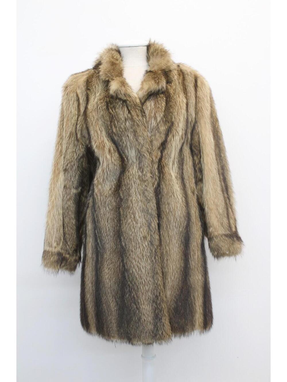MINT NATURAL RACCOON RACOON FUR JACKET COAT WOMEN WOMAN SIZE 4 PETITE